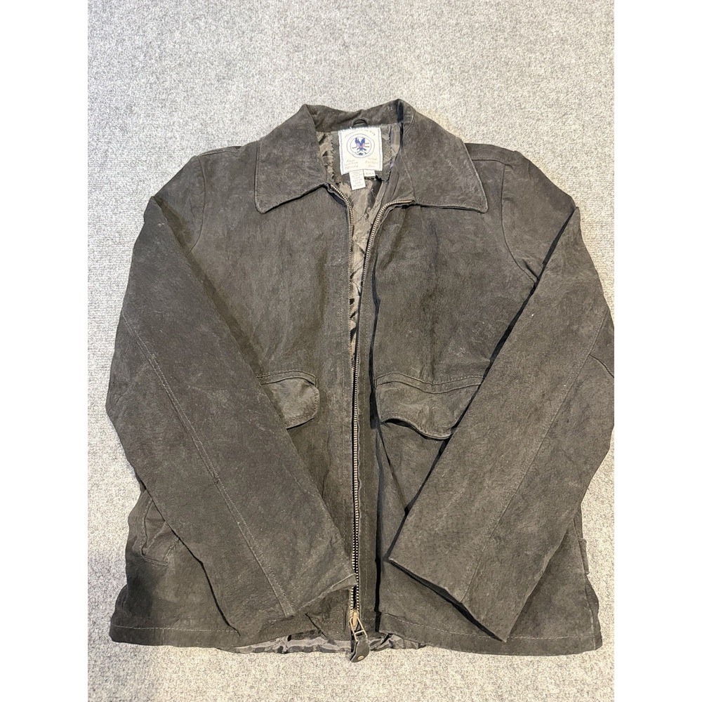 JLC American Classic Black Leather Suede Feel Bomber Jacket Mens Small